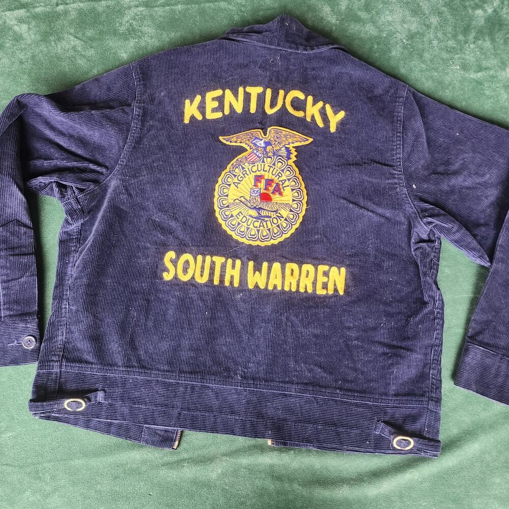 Vintage FFA Kentucky South Warren Navy Corduroy Jacket - Picture 2 of 6
